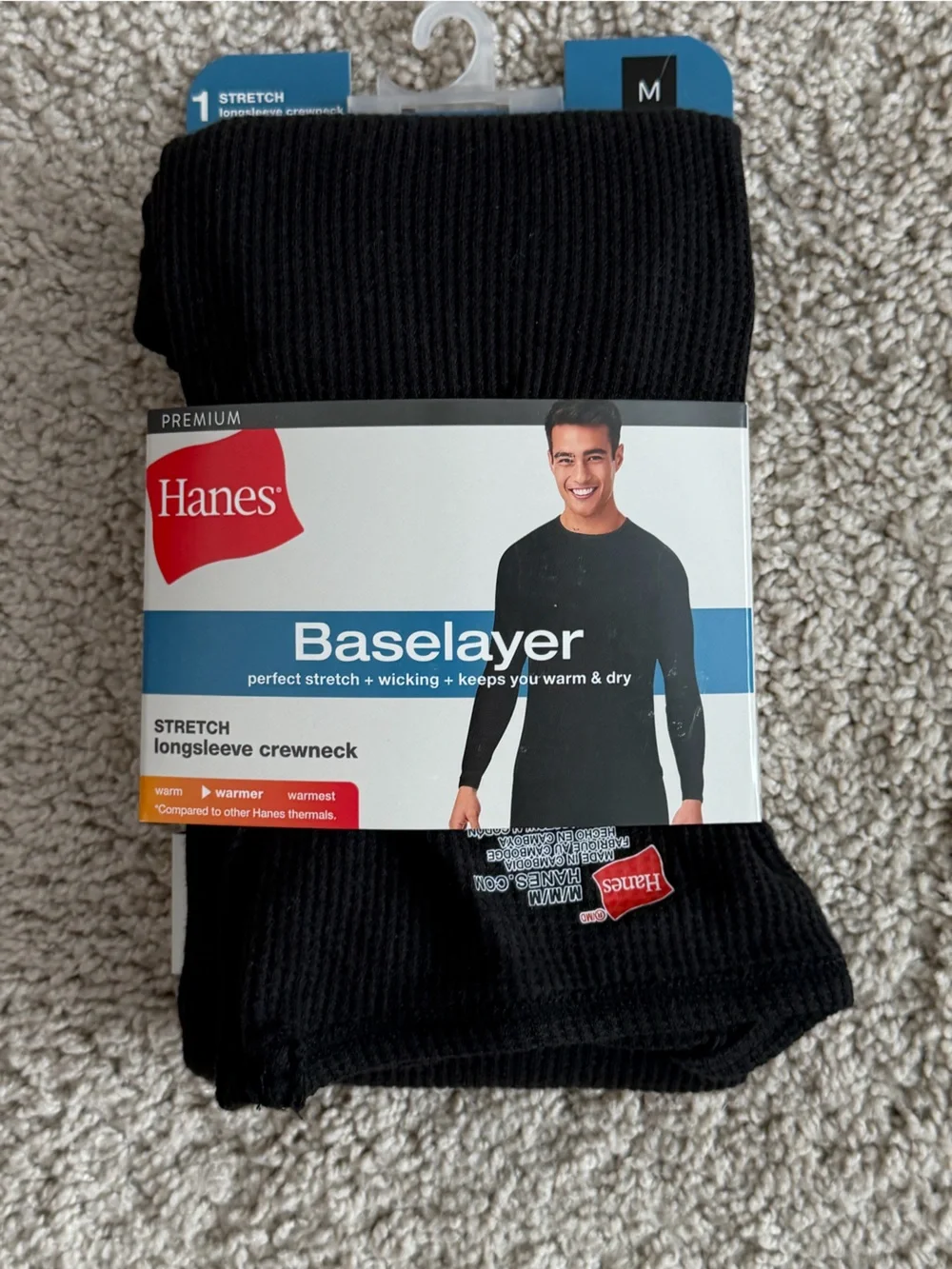 Men’s Thermal Performance Baselayer Long Sleeve Crewneck Black Size M NWT